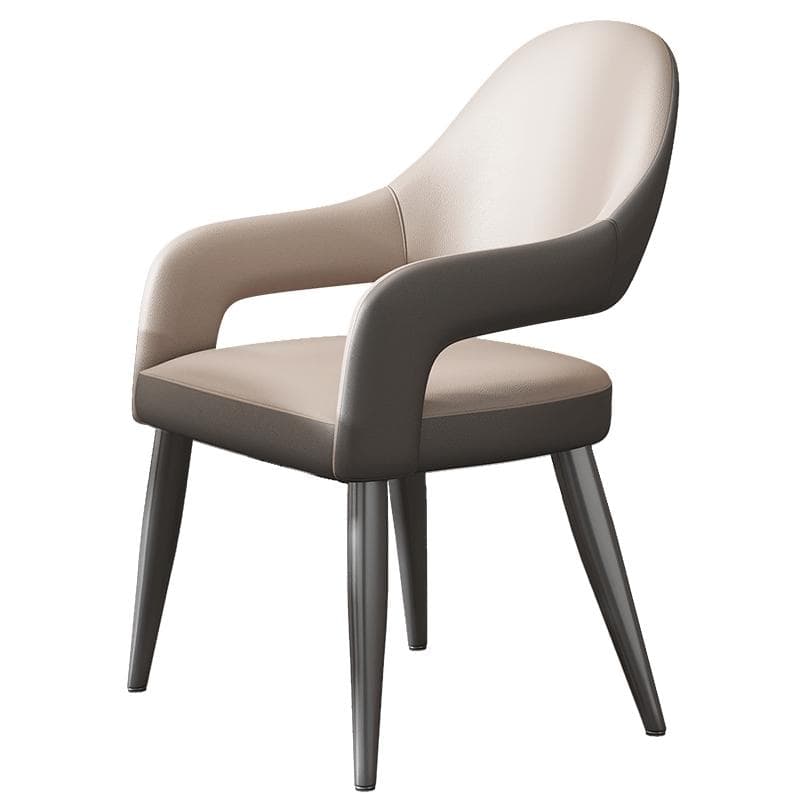 Faux Leather Arm Chair with Standard Back and Metal Legs in Gray for Kitchen & Dining thumbnail 13