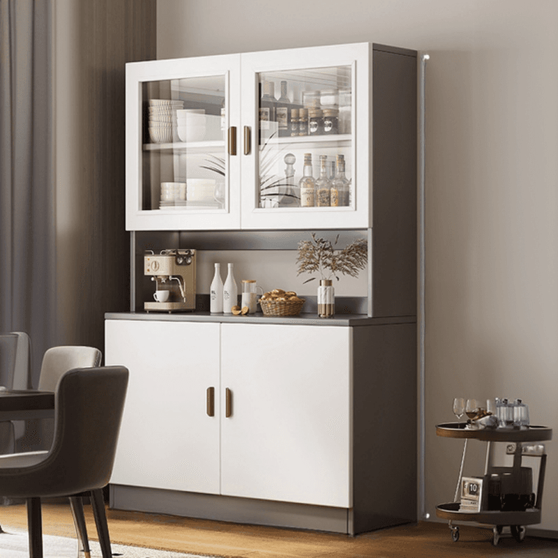 Modish Sideboard/Microwave Shelf Cabinet with Multiple Drawers, Narrow Size, 1 to 3 Shelves, Larder Storage, Timber Countertop, and Various Doors thumbnail 3
