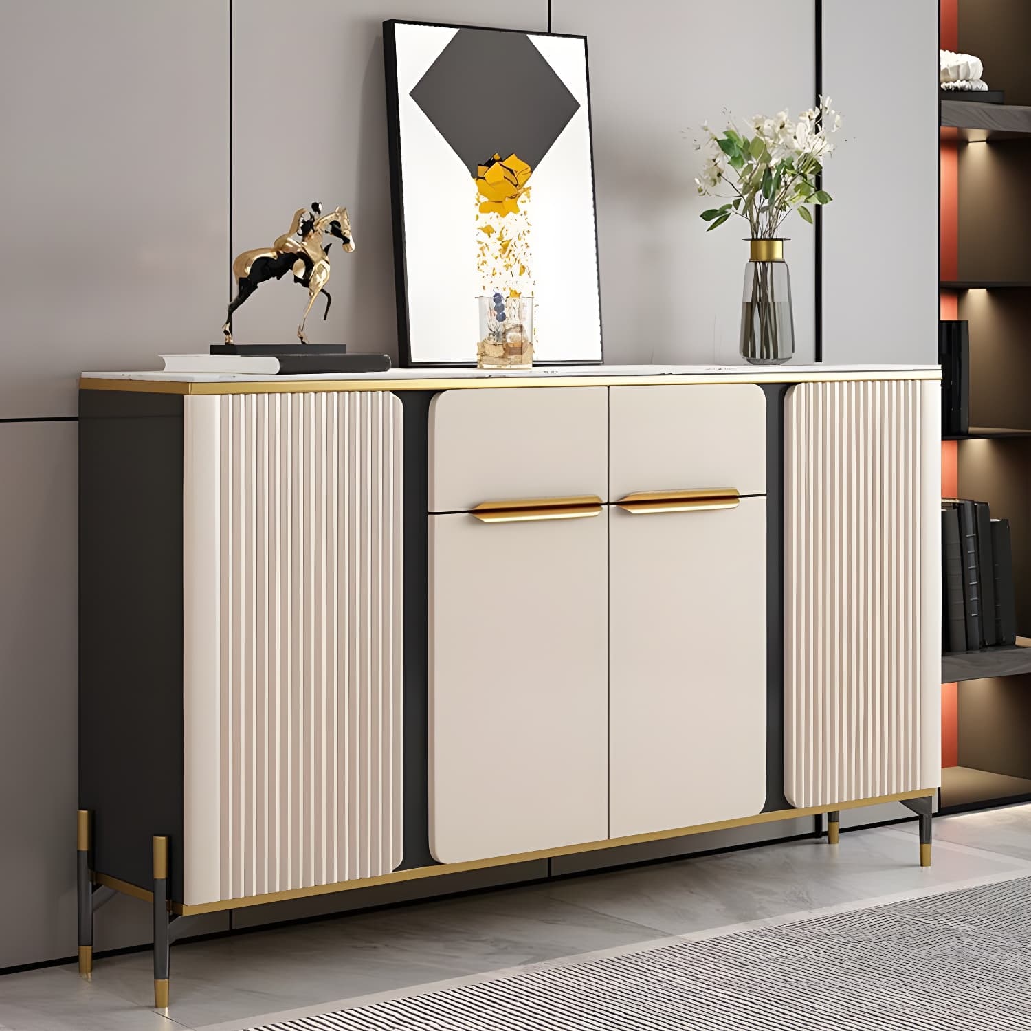 Modernism Sideboard 2 Drawers Server Cabinet with Storage for Dining Room thumbnail 10