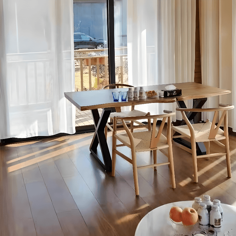 Scandinavian Rectangular Dining Table with Lumber Top in Auburn, Standard Height, Fixed Mechanism, Seats 8/6/4 thumbnail 3