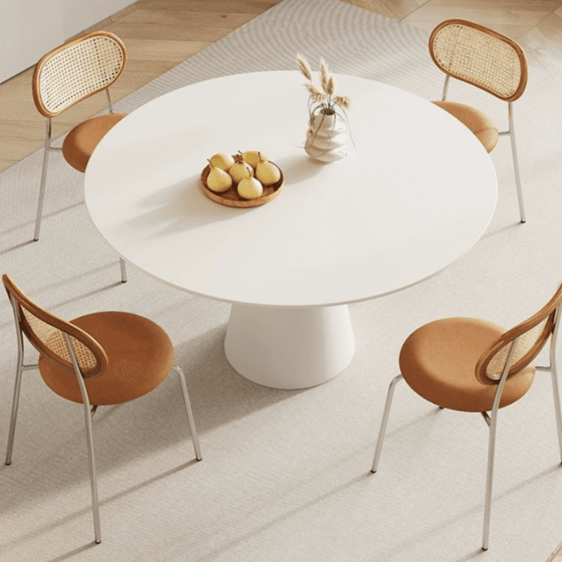 Scratch-defiant Fixed Circular Dining Table for 2 People/4 People with a Chalk/Charcoal Slate Stone Tabletop in a Contemporary Style thumbnail 6