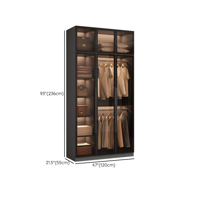 Ink-Colored Manufactured Wood Detached Wardrobe Closet with Soft Close Drawer, Door, Interior Shelves, and Clothing Rod thumbnail 16