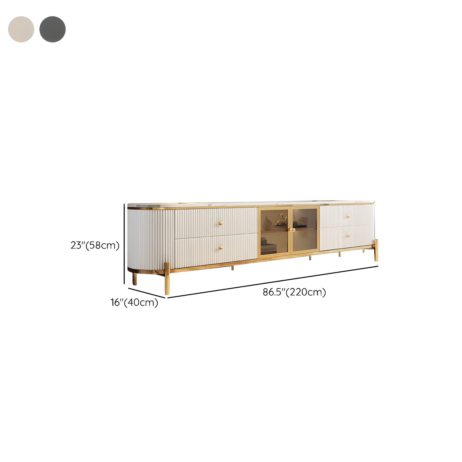 Modern TV Media Console Stone TV Stand Console with 4 Drawers thumbnail 13