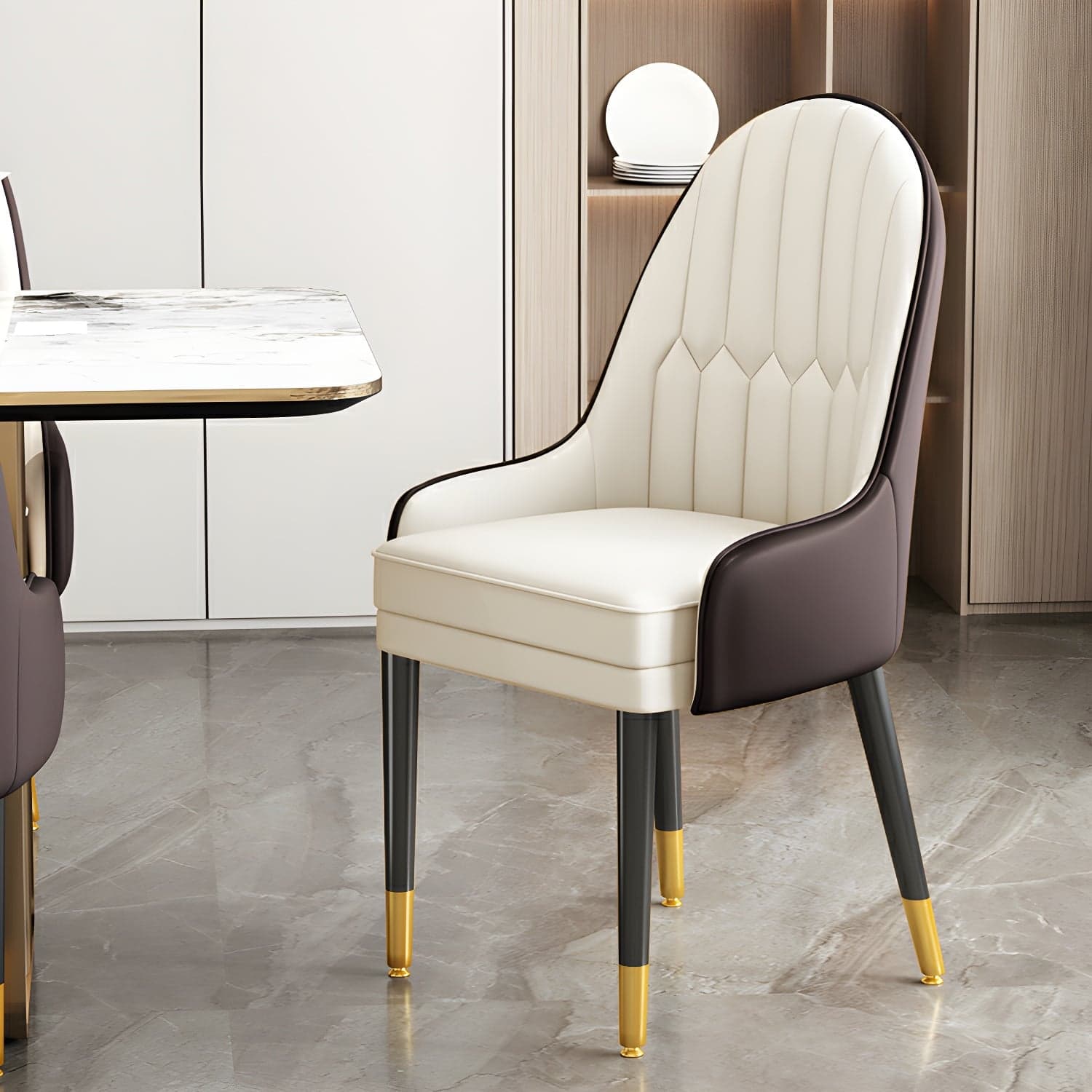 Dining Room Armless Dining Chair Parsons Faux Leather Dining Chair thumbnail 3