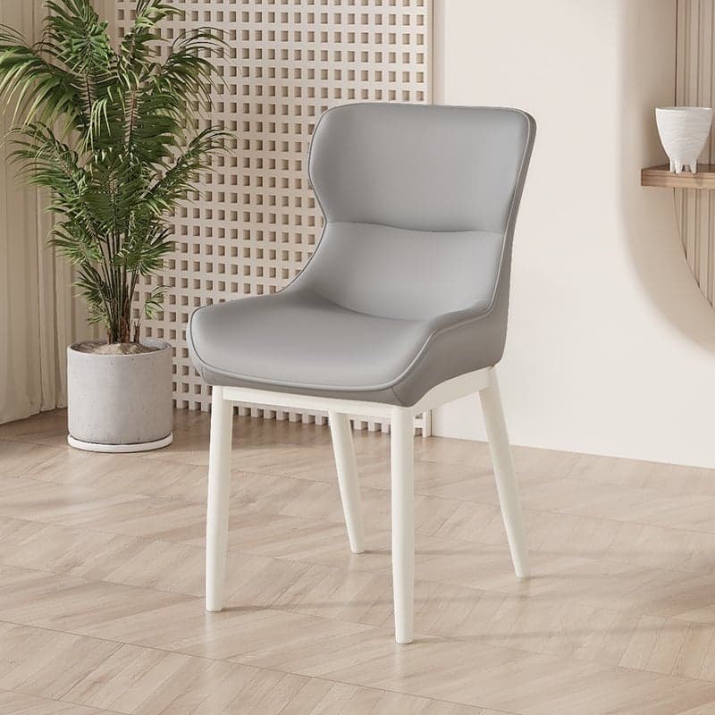 Contemporary Dinette Armless Chair with Solid Back Panel, Upholstered in Steel and Foot Pads thumbnail 4