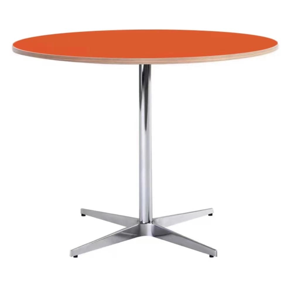 Trendy Orbicular Dining Table with Timber Top, Fixed Table Mechanism in Cerulean/Green/Apricot Color thumbnail 6