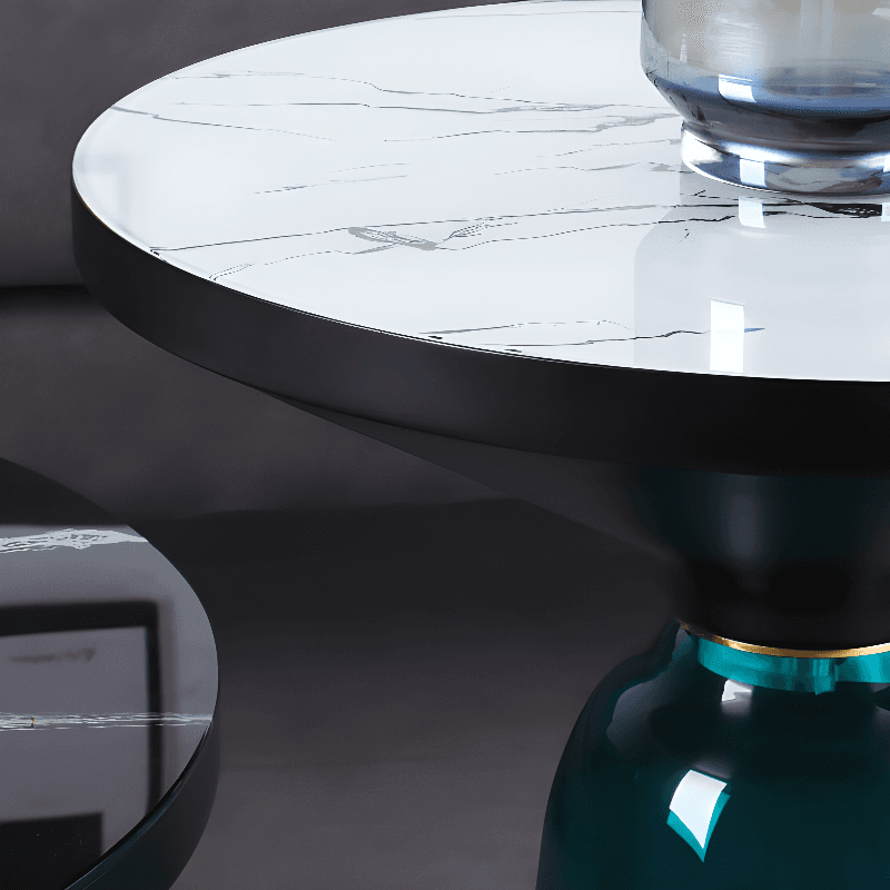 Simplistic Single Side Table with Hardened Glass and Plinth Base, Rounded Top thumbnail 14