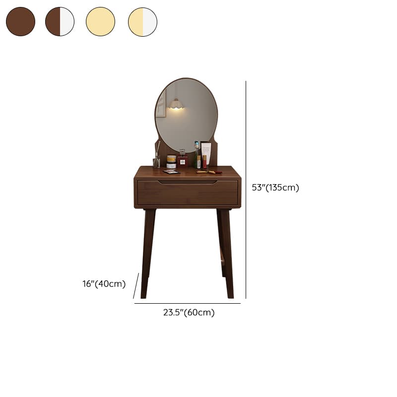 Contemporary Medium Wood Rubberwood Push-Pull Standing Makeup Vanity, No Suspended, Non-Upholstered Chair(s) thumbnail 11