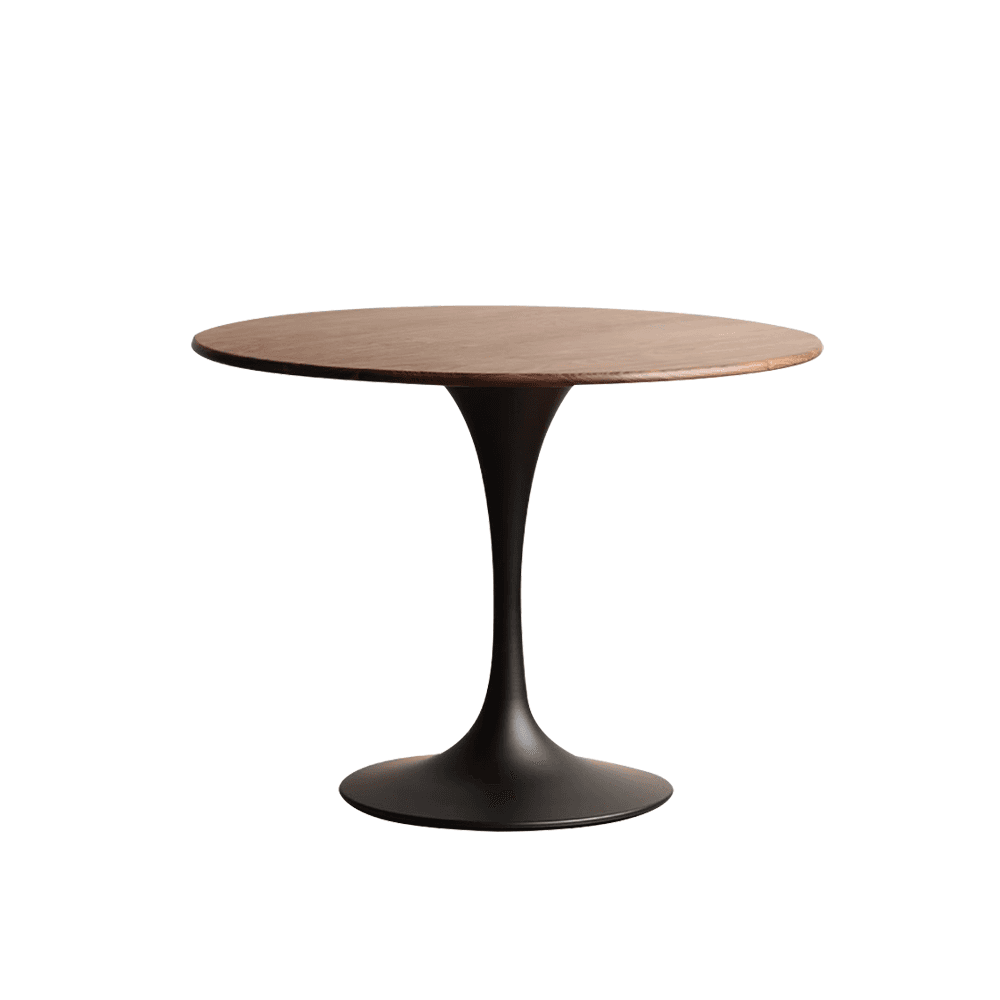 Minimalist Rubberwood Circular Standard Height Dining Table with a Sepia/Natural Color Fixed Table Top and Tulip Base for 2 People thumbnail 9