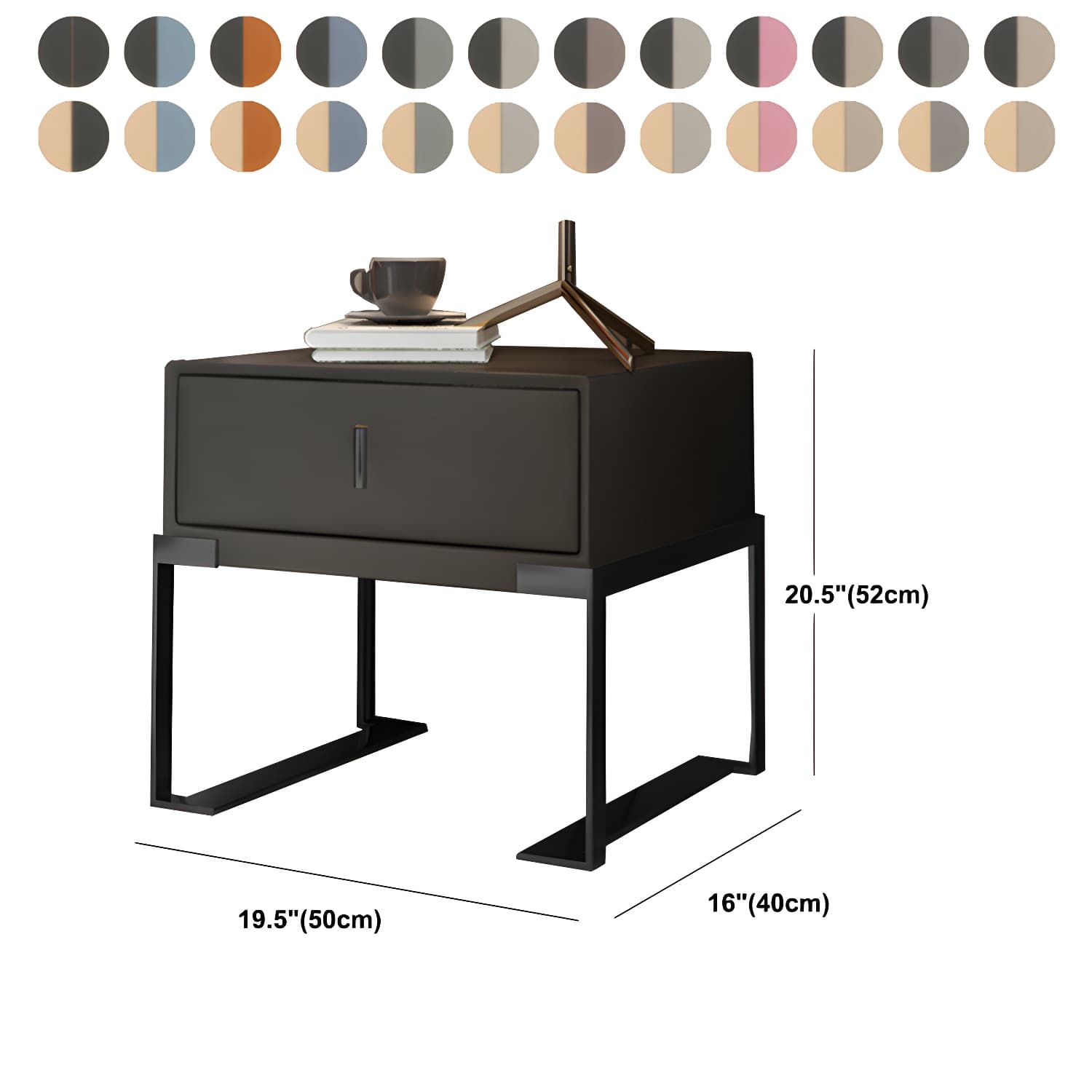 Leather 1 Drawer Nightstand Contemporary Night Table with Metal Legs thumbnail 16