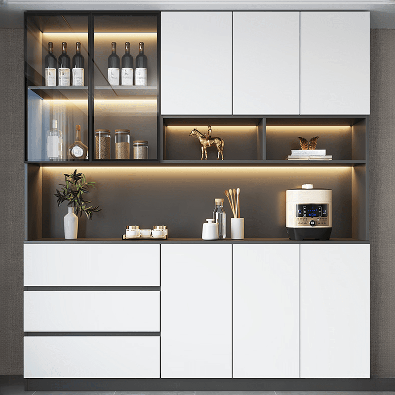 Standard/Wide Chalk 3 Drawers Closet 2 Shelves/1 Shelf Glass Doors Functional Storage Cabinet Sideboard thumbnail 1