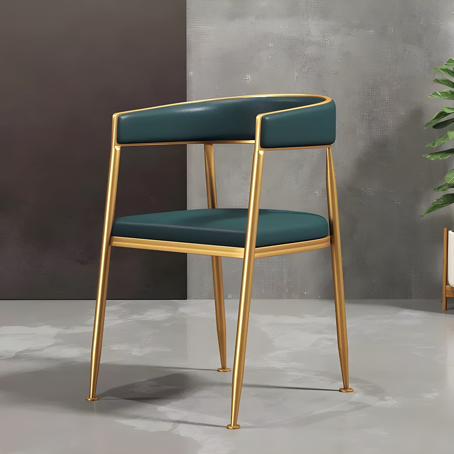 Glam Gold Metal Arm Chair Open Back Dining Side Chair with Upholstered thumbnail 14