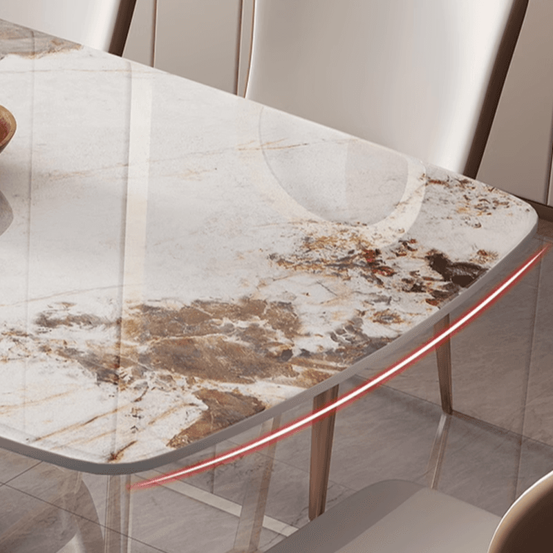 Modern Rectangle Slate Dining Table Set with Pedestal Base and Fixed Mechanism thumbnail 5