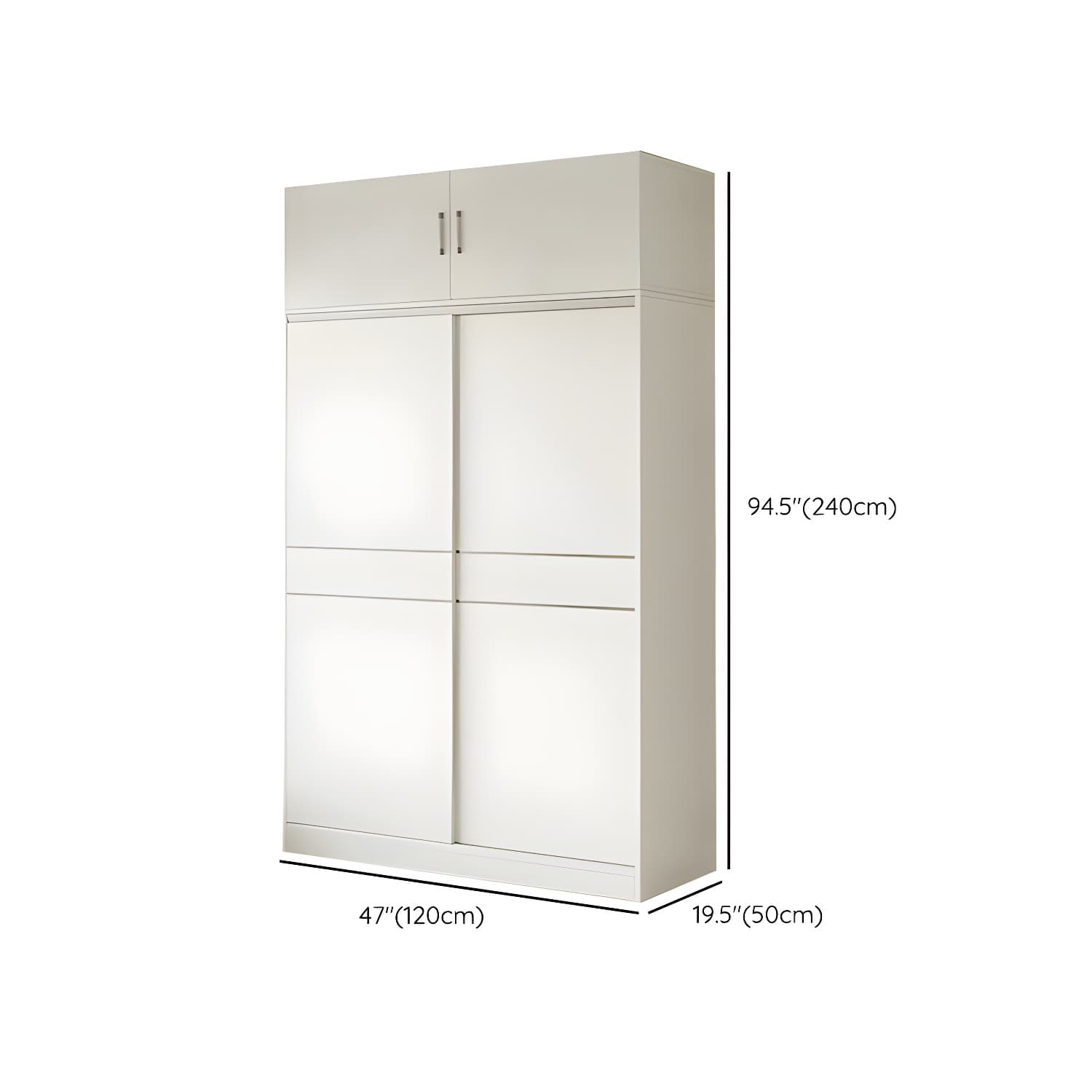 Modern White Wood Wardrobe Armoire with Sliding Doors, Shelves, and Soft Close Drawers thumbnail 20