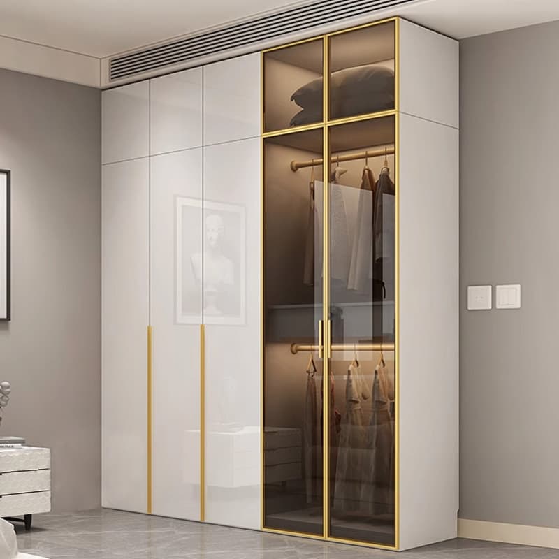 Chalk Minimalist Laminate Cabinet Armoire with Soft Close Drawer, Soft Close Door, Interior Shelves, and Clothing Rod thumbnail 3