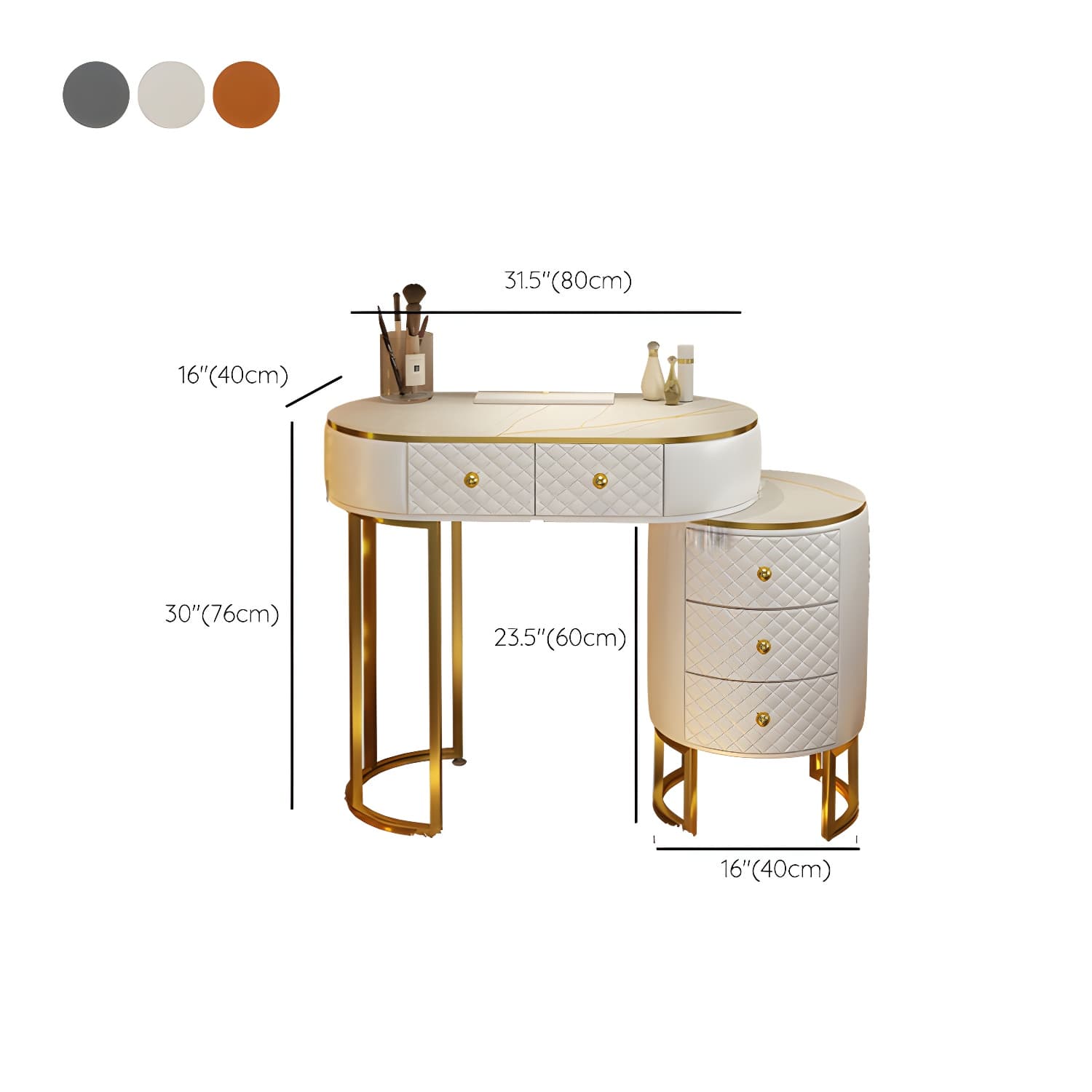 Scandinavian Wooden Vanity Dressing Table 29.9" H Bedroom Makeup Counter with Drawer thumbnail 19