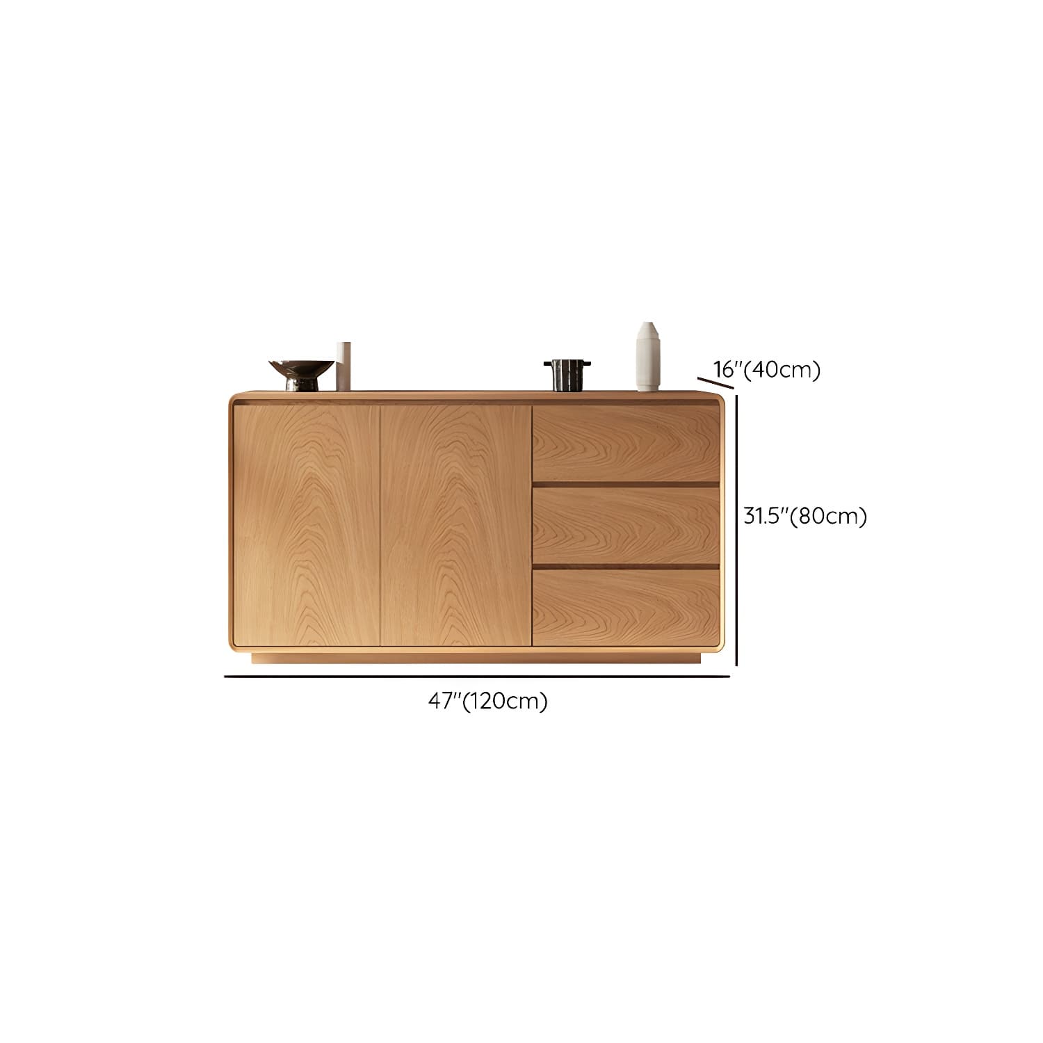 Scandinavian Wood Sideboard with 3 Drawers and 2 Doors, Overall Width 40cm, Overall Height 80cm thumbnail 16
