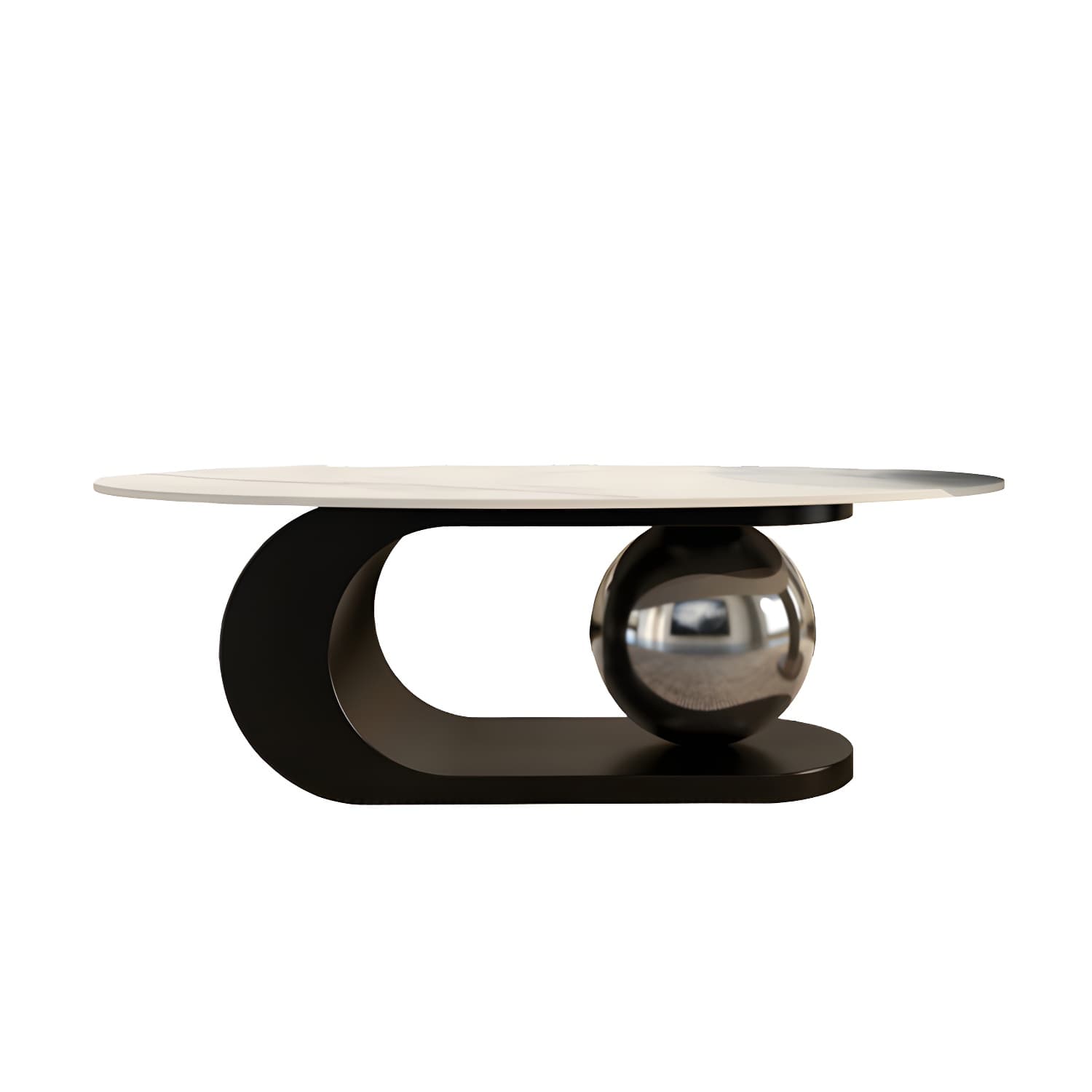 14"H Glam Coffee Table Slate Oval Pedestal Coffee Cocktail Table thumbnail 7