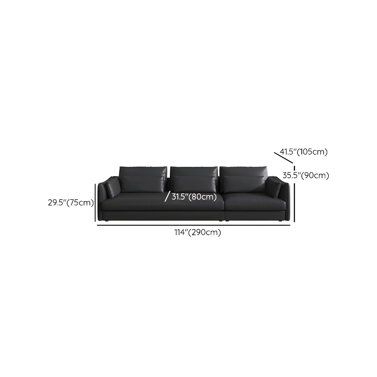 Modern Genuine Leather Sectional Sofa in Black with Recessed Arm thumbnail 15