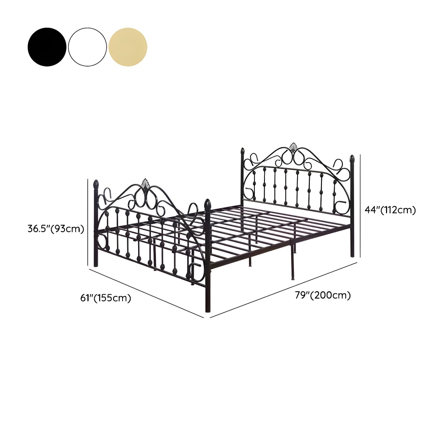 Industrial Style Standard Bed Iron Multiple Colors Excluding Storage Space thumbnail 18