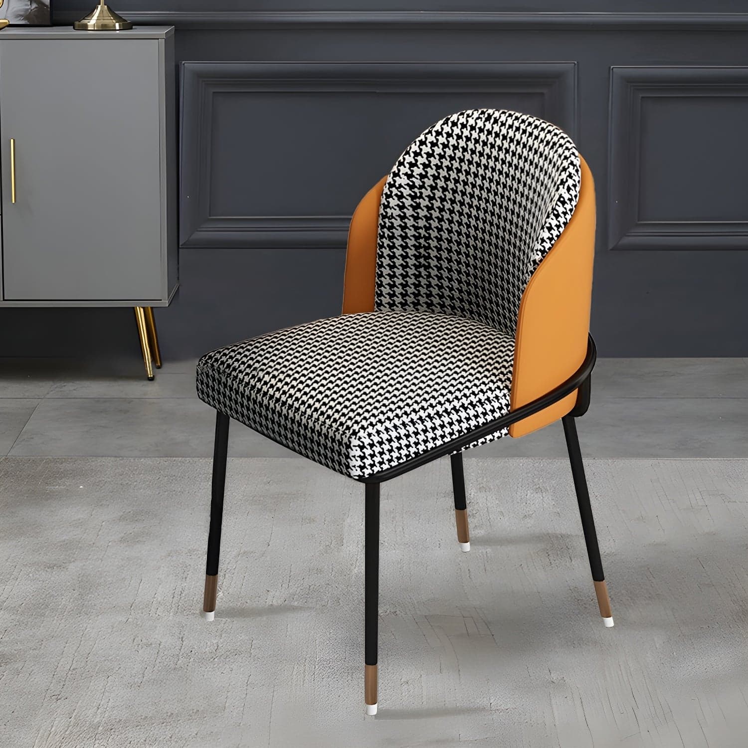 Glam Low-Back Upholstered Chair with Sleek Black Metal Legs for Kitchen & Dining thumbnail 14