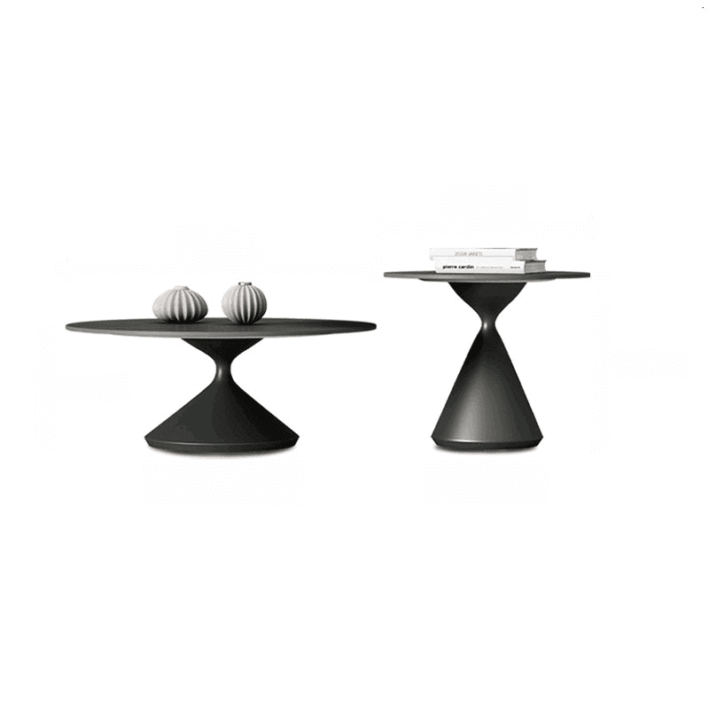 Single/Nesting Postmodern Circular-shaped Chalk/Ink Sintered Stone Pedestal Base Side Table thumbnail 10