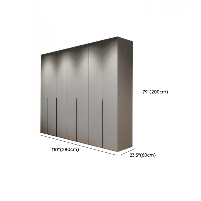 Dove Grey Minimalist Manufactured Wood Wardrobe Closet with Compartments, Soft Close Door, Interior Shelves, and Clothing Rod thumbnail 22
