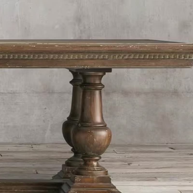 French Country Rectangle Wood Dining Table with Trestle Base, Full Assembly Needed thumbnail 11