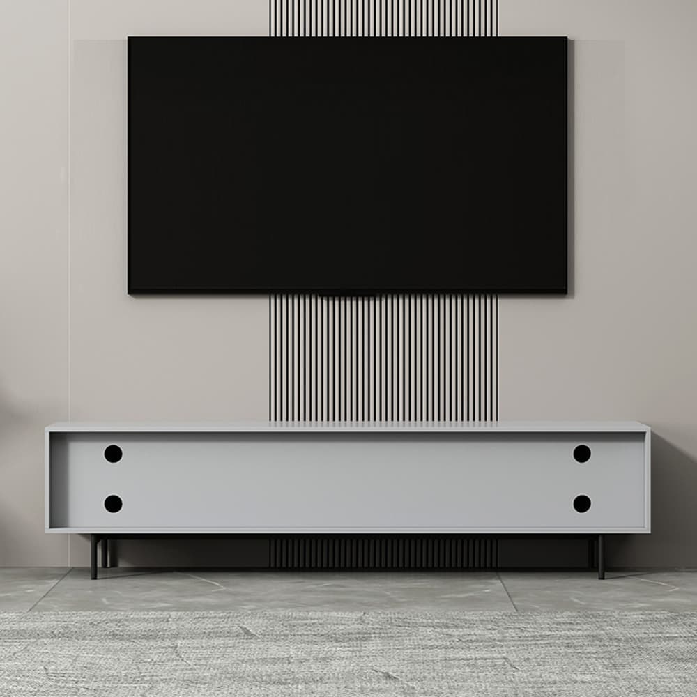 Industrial Enclosed Storage TV Stand Wooden Rectangle TV Cabinet with Splayed Legs thumbnail 6