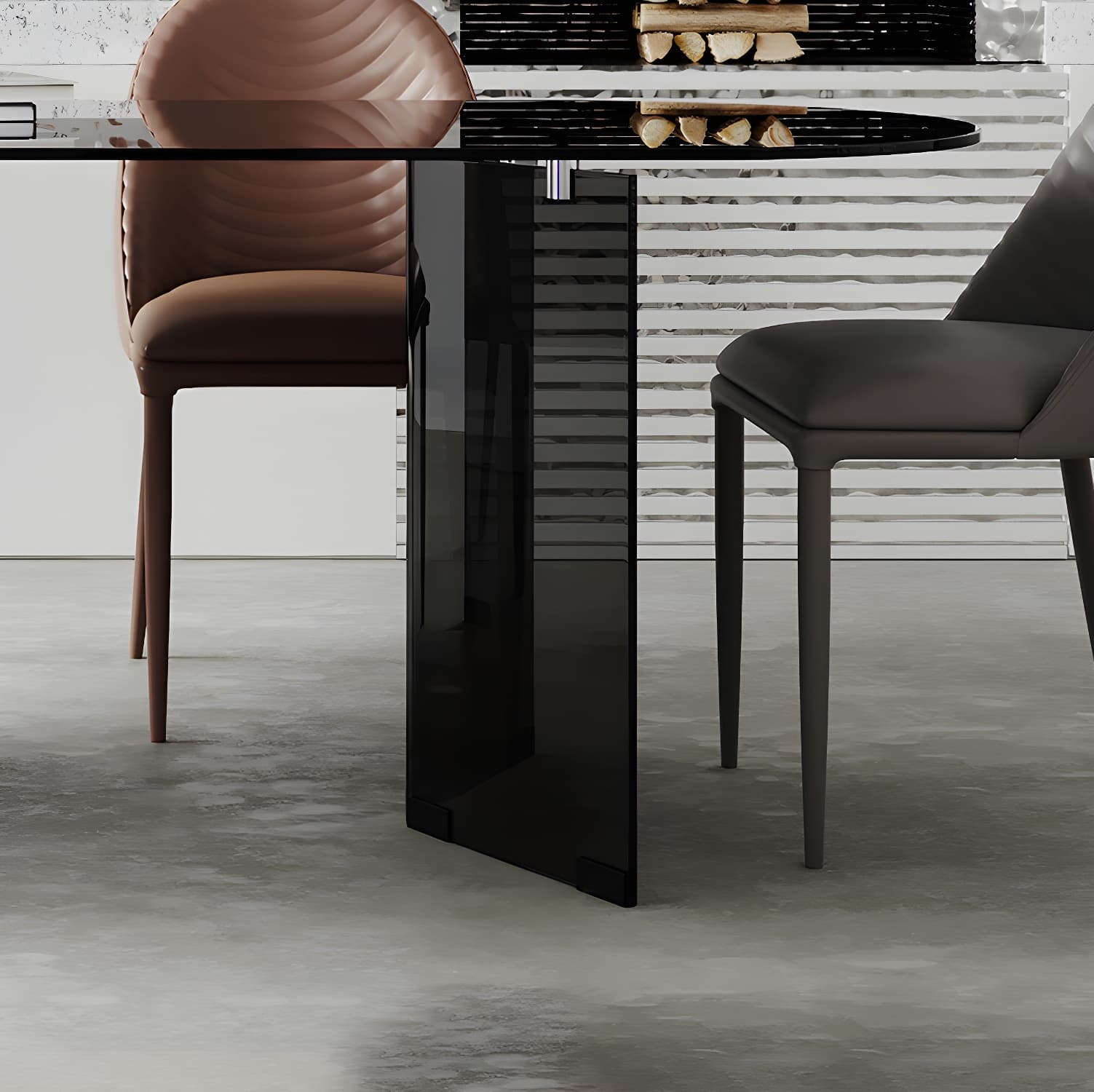 Glass Contemporary Oval Dining Table Clear Glass Top Table with Double Pedestal thumbnail 9