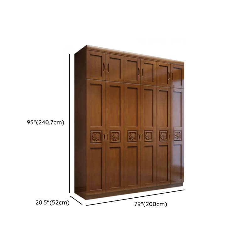 Vintage Sepia Lumber Wardrobe with Soft Close Drawer, Soft Close Door, Interior Shelves, and Hanging Rod thumbnail 25