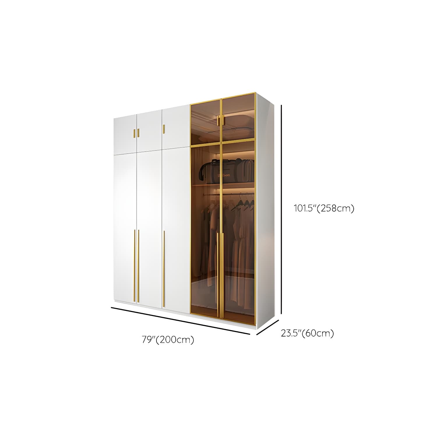 Modern White Wood Frame Wardrobe Armoire Freestanding Wardrobe with Soft Close Drawers thumbnail 24