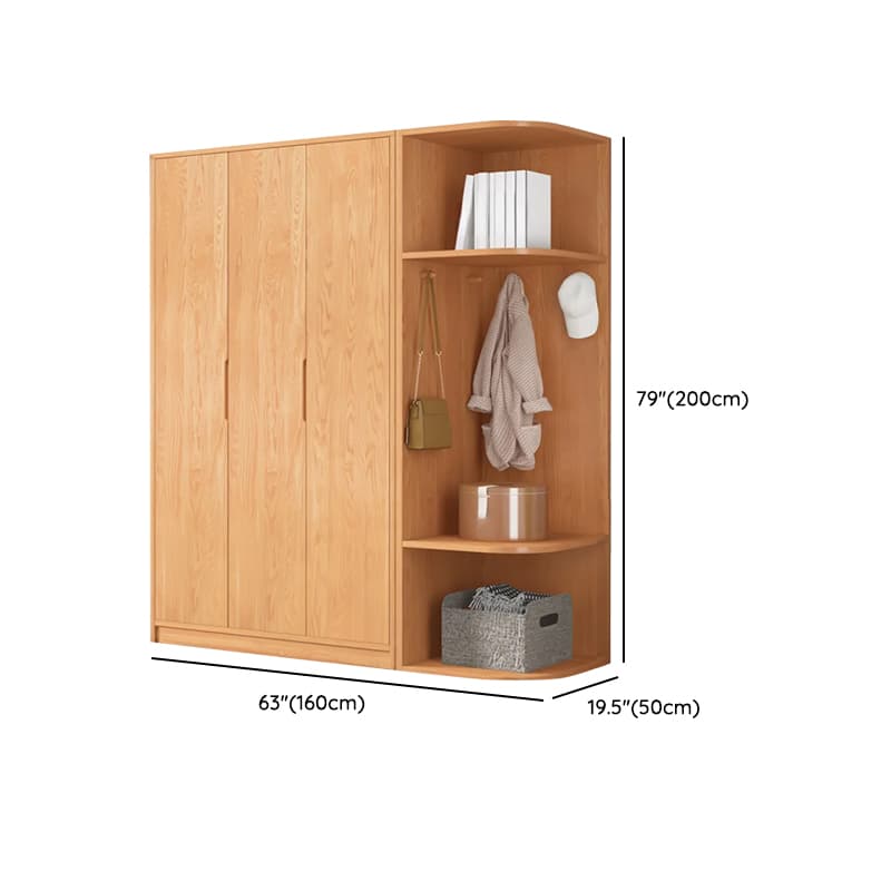 Wood Color Nordic Unfixed Wardrobe Closet thumbnail 40