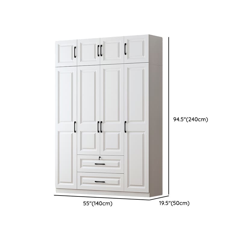 Sleek White Nordic Wooden Detached Almirah with Soft Close Drawers, Doors, and Clothing Rod thumbnail 19