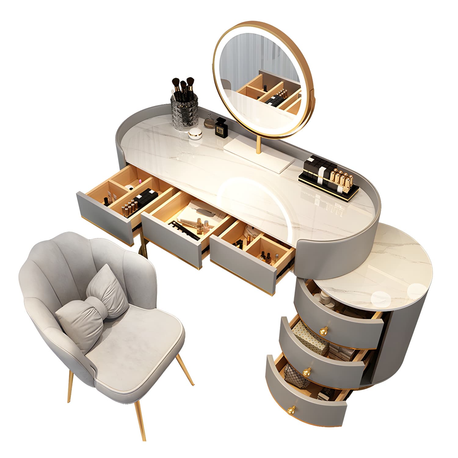 Glam Dressing Table Storage Box with Makeup with Drawers for Bedroom thumbnail 9