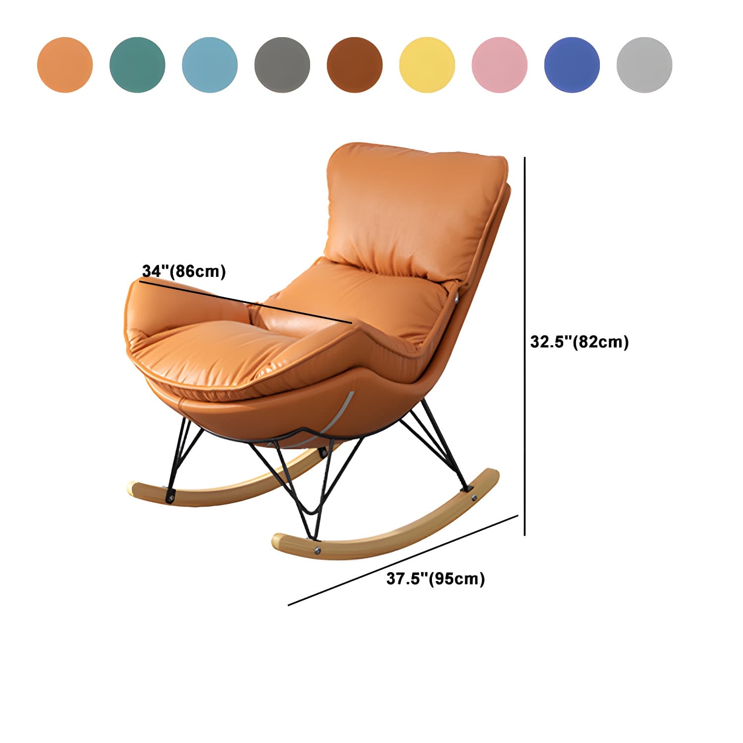 Solid Wood Rocking Chair Contemporary Rocker Chair with Padded Seat thumbnail 19