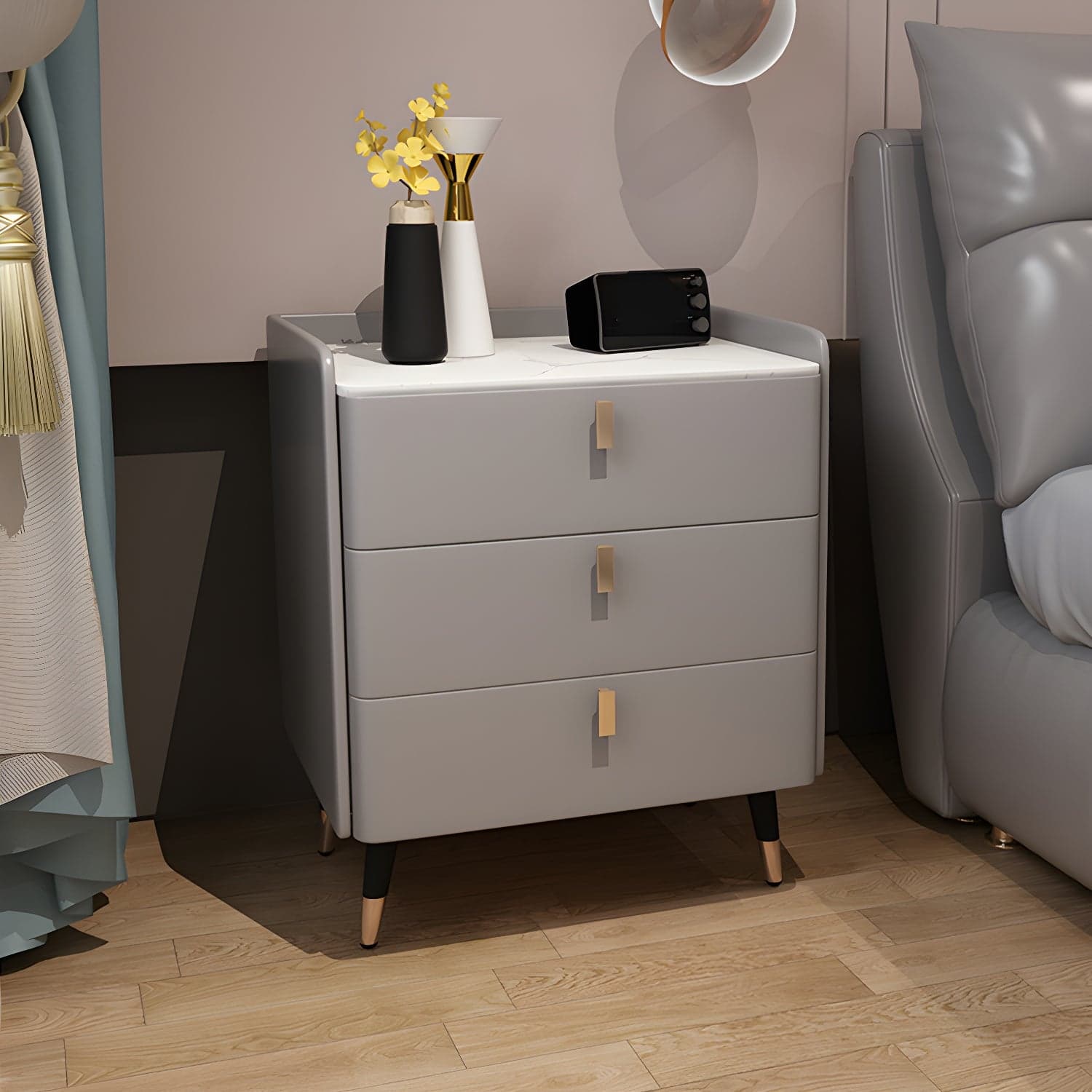 Glam Drawers Included Accent Table Nightstand 22.5" Tall with Legs thumbnail 8