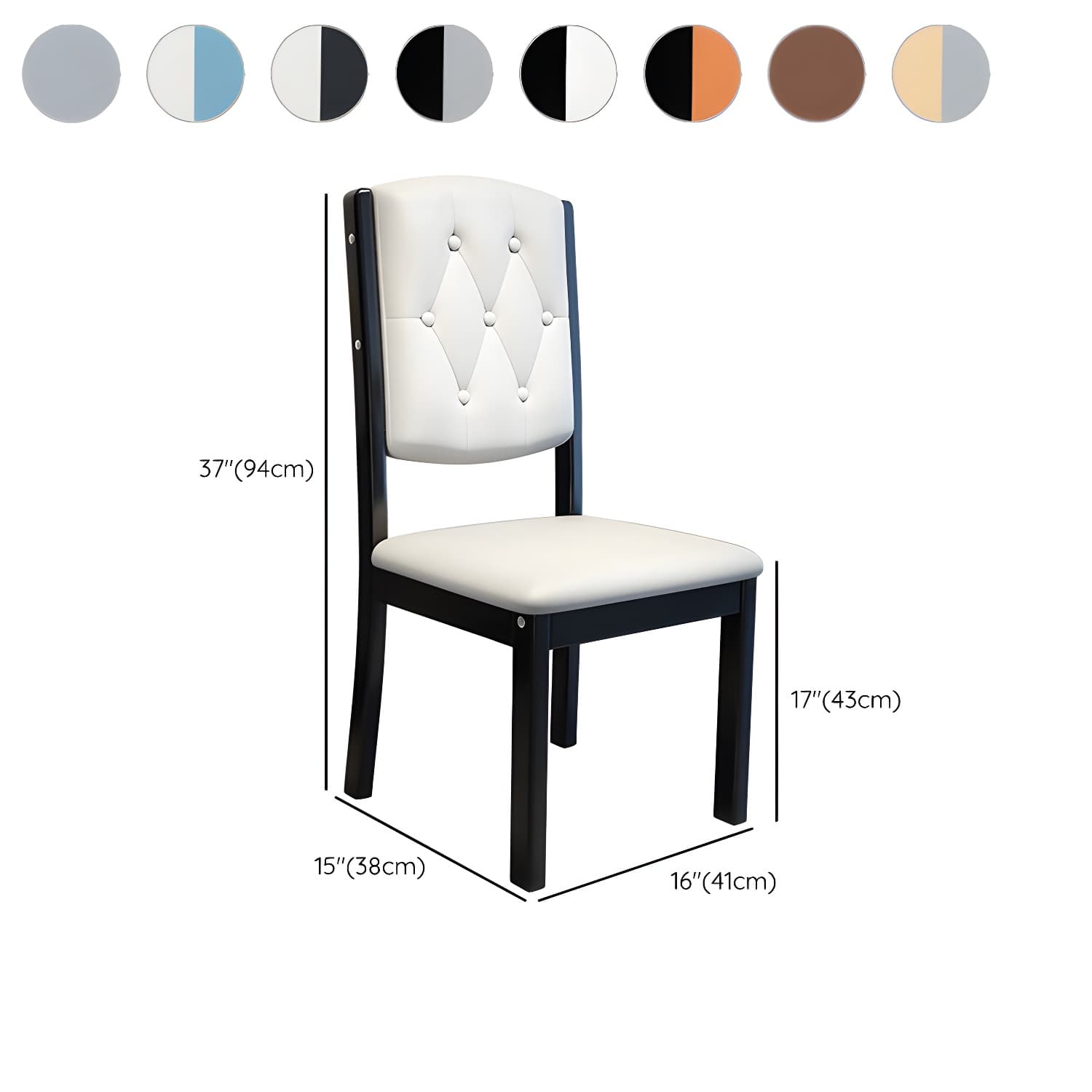 Matte Finish Leather Side Chair with Solid Wood Base for Home thumbnail 24