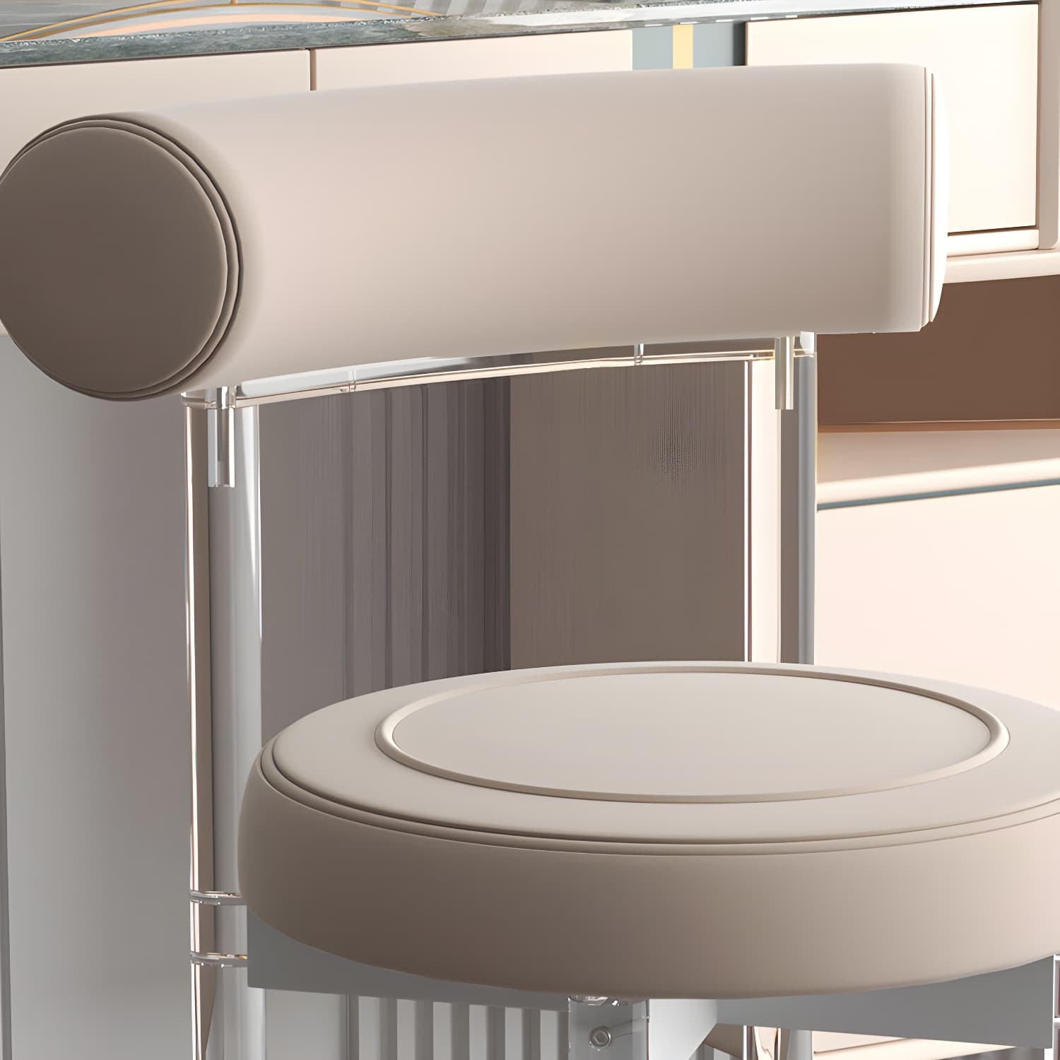 Clear Leg Modern Side Chair with Low Back and Upholstered Polyurethane Seat thumbnail 15