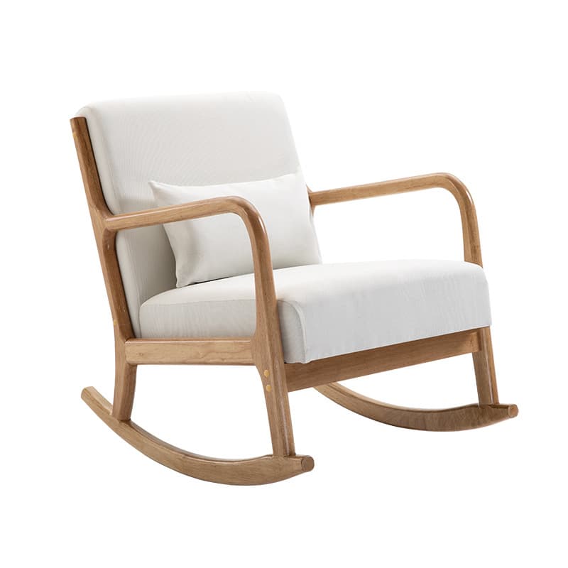 Modern Upholstered Rocking Chair with Natural Wood Legs and Recessed Back Cushion thumbnail 15