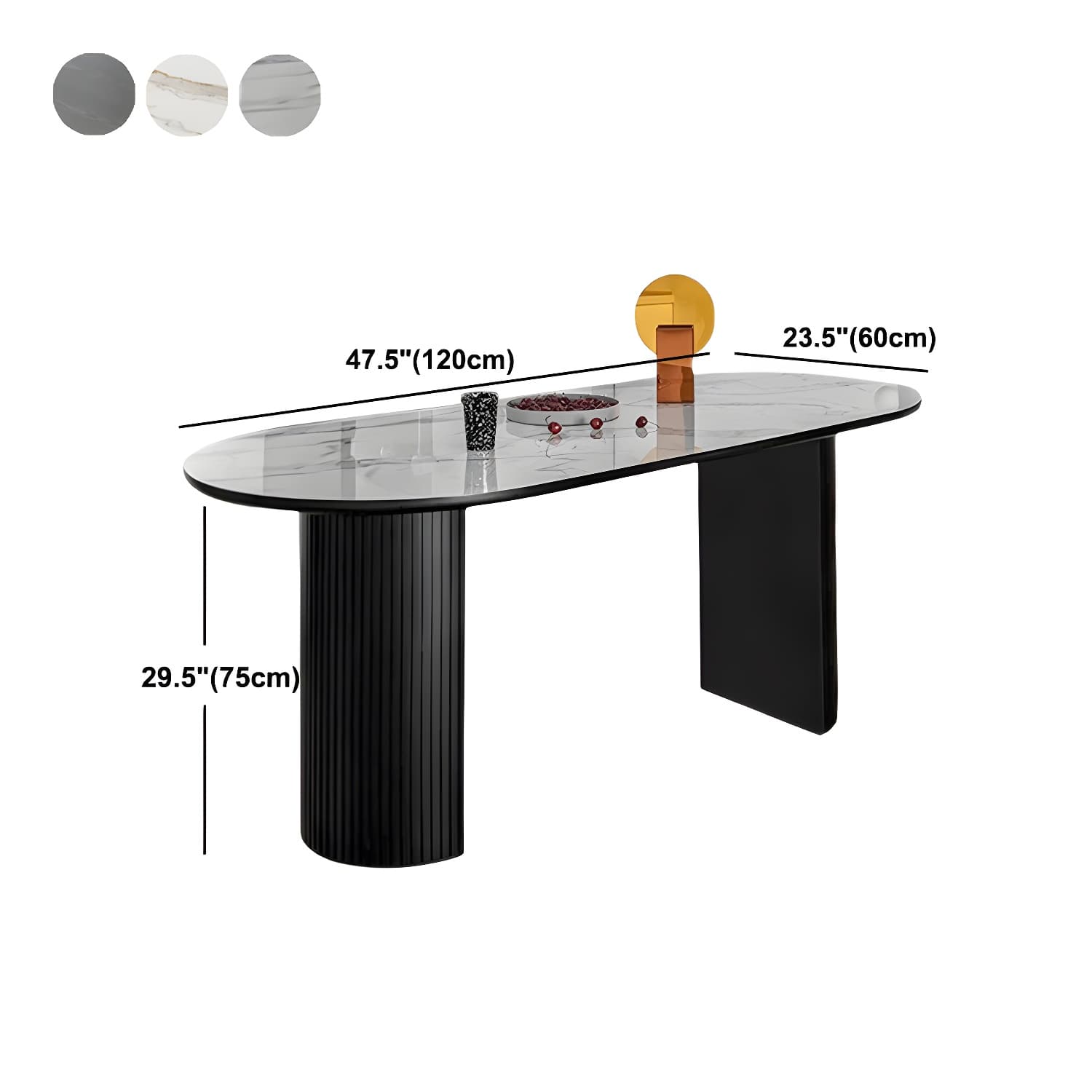 Modern Oval Dining Table Matte Finish Double Pedestal Table for Home thumbnail 11