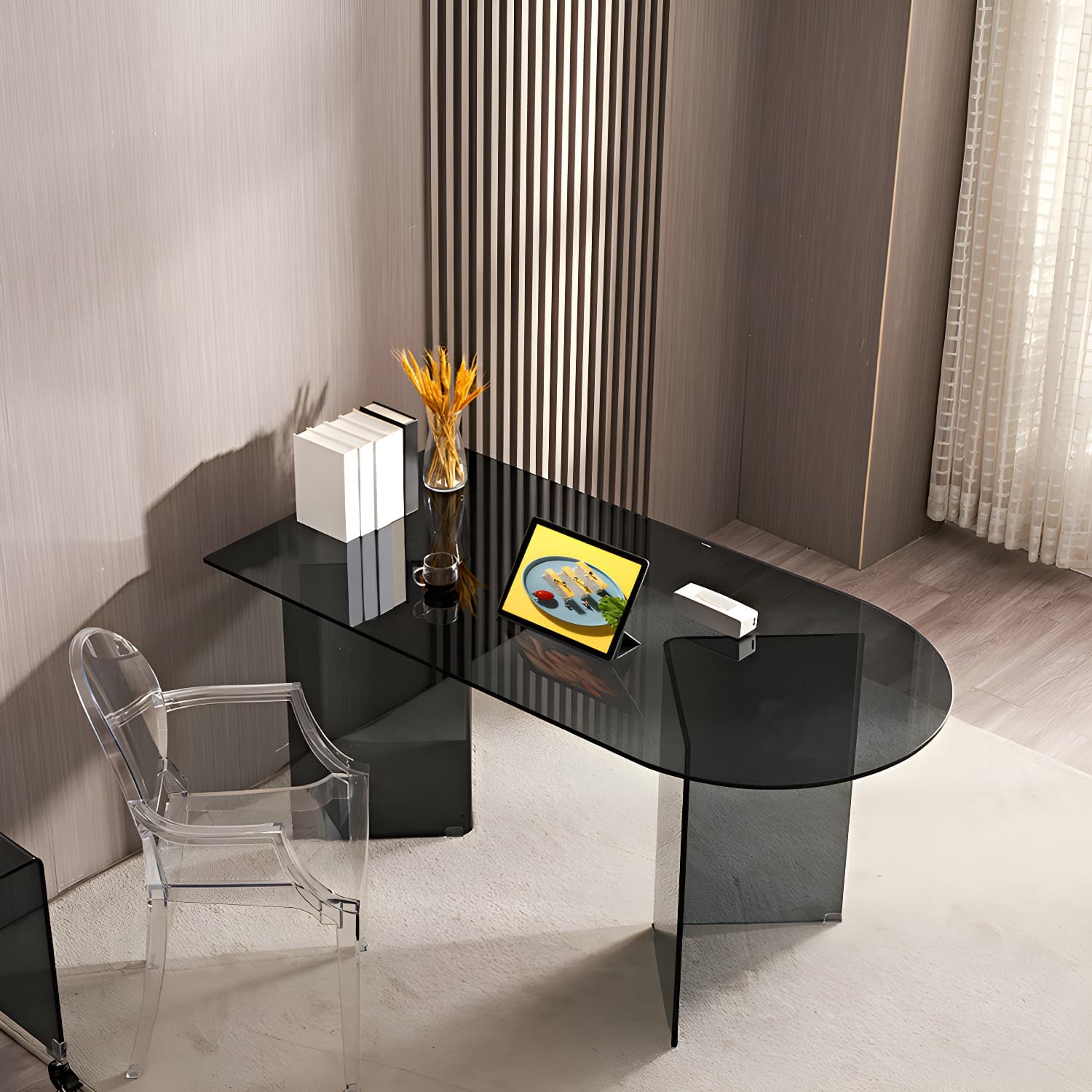 Modern Tempered Glass Dining Table Glass Base for Dining Room thumbnail 4