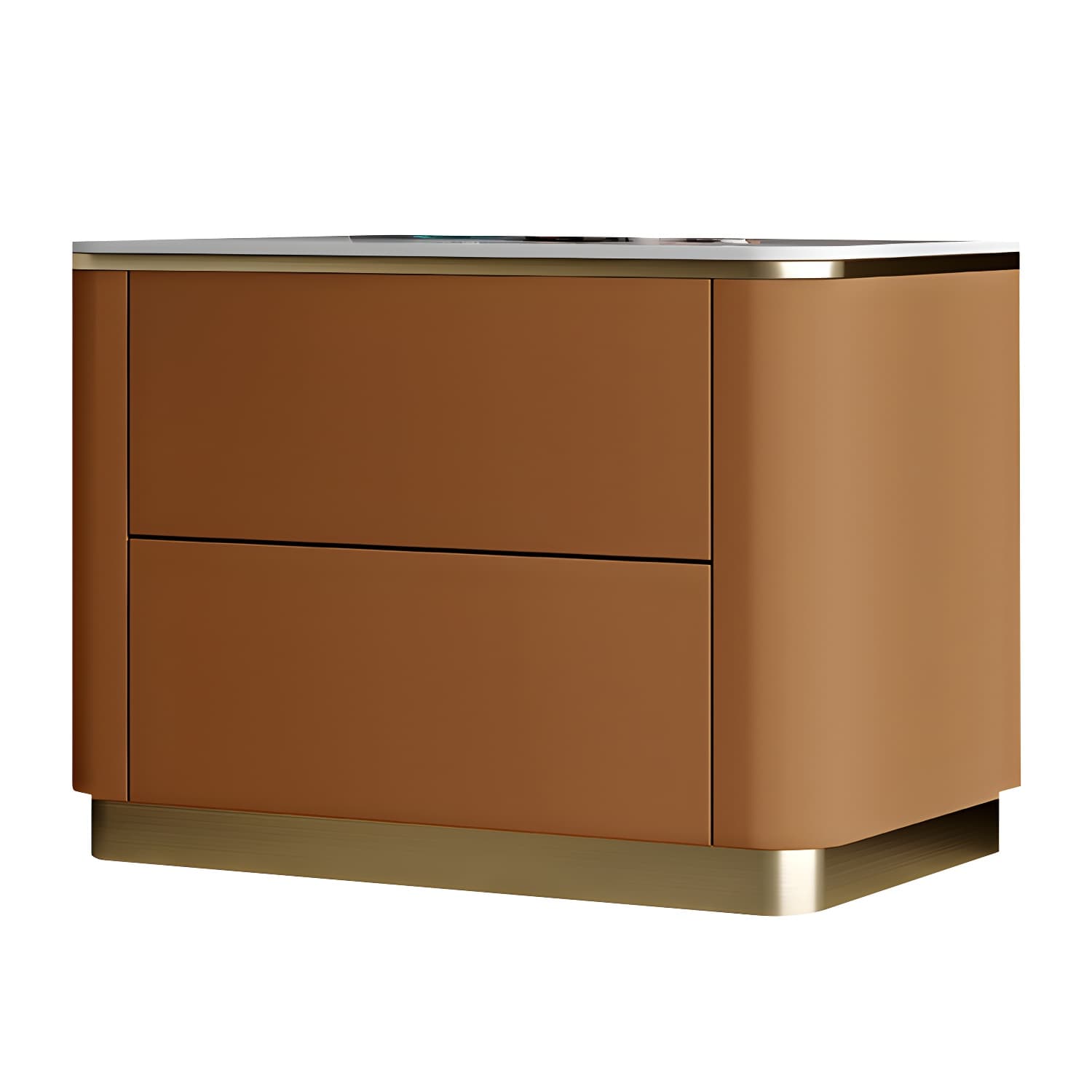 Glam Solid Wood Leather Outer Frame Accent Table Nightstand Drawer Storage Night Table thumbnail 10