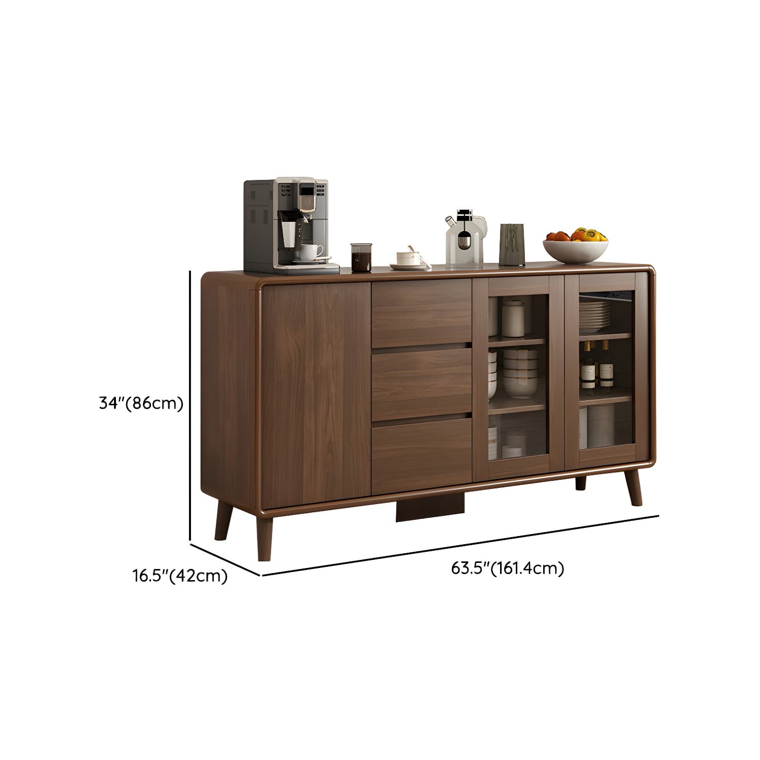 Modern Brown Wood Sideboard with Cabinets and Drawers - Stylish and Functional Buffet for Storage thumbnail 15