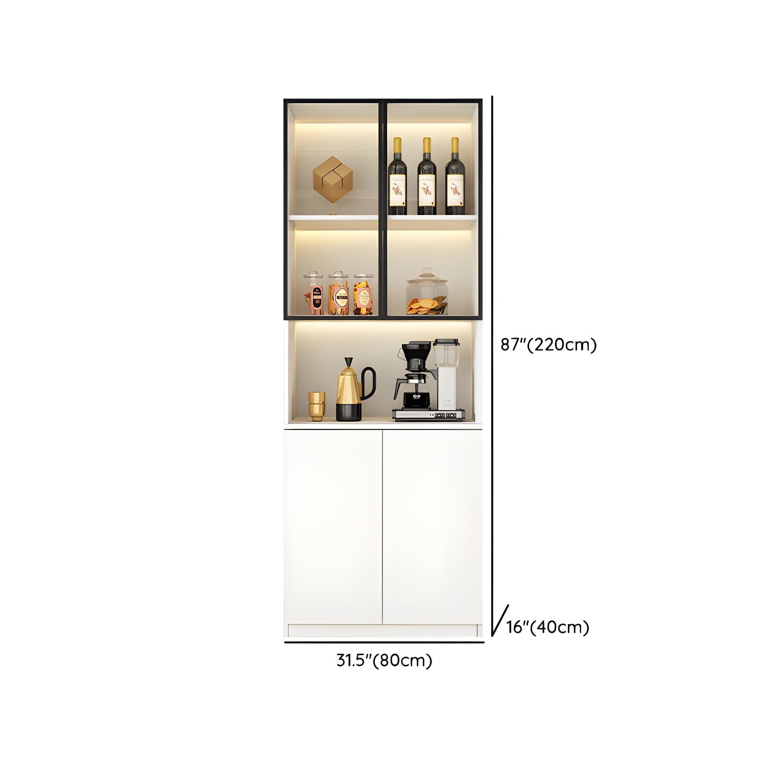 Modern White Wood Sideboard/Credenza 40cm Wide 220cm Tall - image 9
