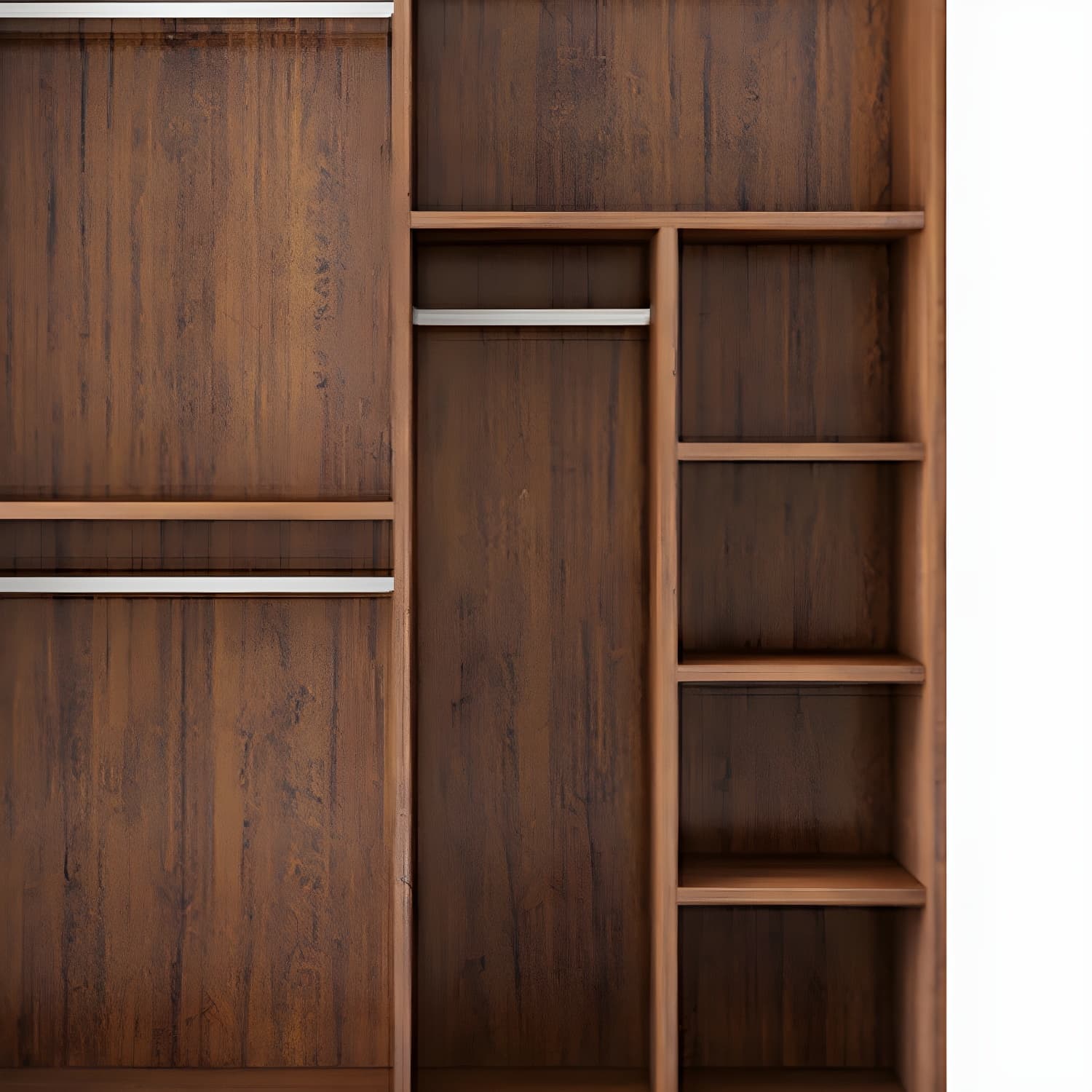 Modern Wooden Wardrobe Armoire with 3 Clothing Rods and Interior Shelves thumbnail 6