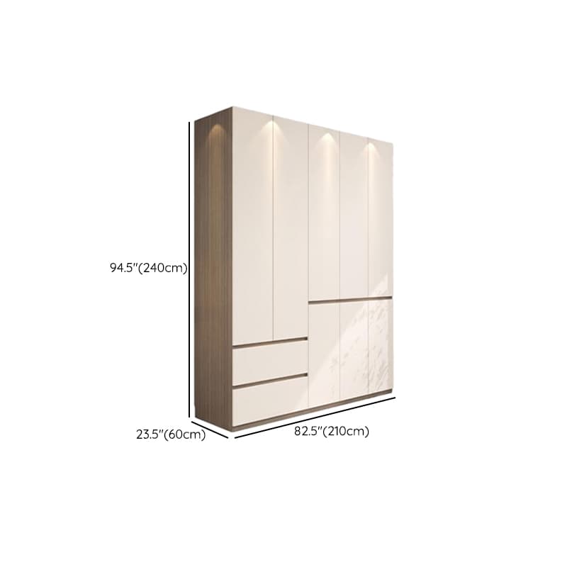 Beige Modish Armoire Cabinet in Manufactured Wood with Soft Close Drawer, Soft Close Door, Interior Shelves, and Clothing Rod thumbnail 32