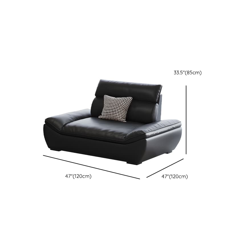 Contemporary Modern Solid Color Stain Resistant Standard/Single Sofa in Midnight Black, Seats 4/5/3 with 1 Pillow thumbnail 25