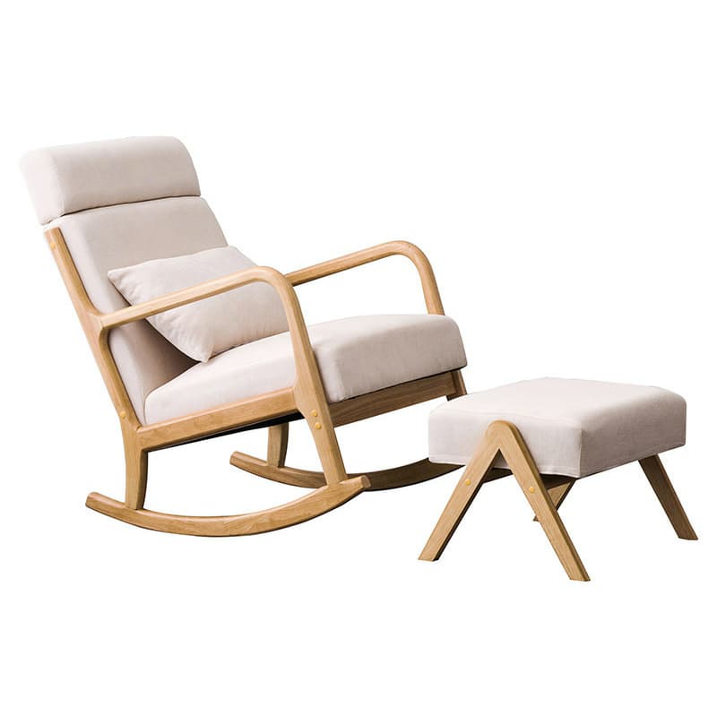 Nordic Natural Cotton Stationary Rocking Couch Chair with Back thumbnail 18