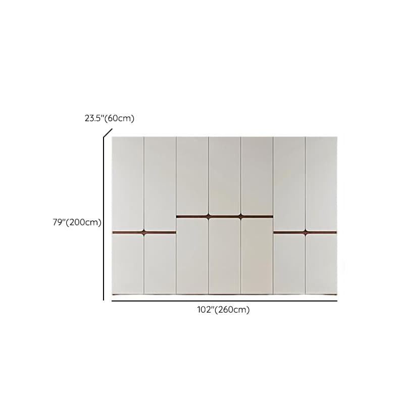 White Minimalist Manufactured Wood Wardrobe Closet with Soft Close Drawer, Soft Close Door, Interior Shelves, and Clothing Rod thumbnail 14